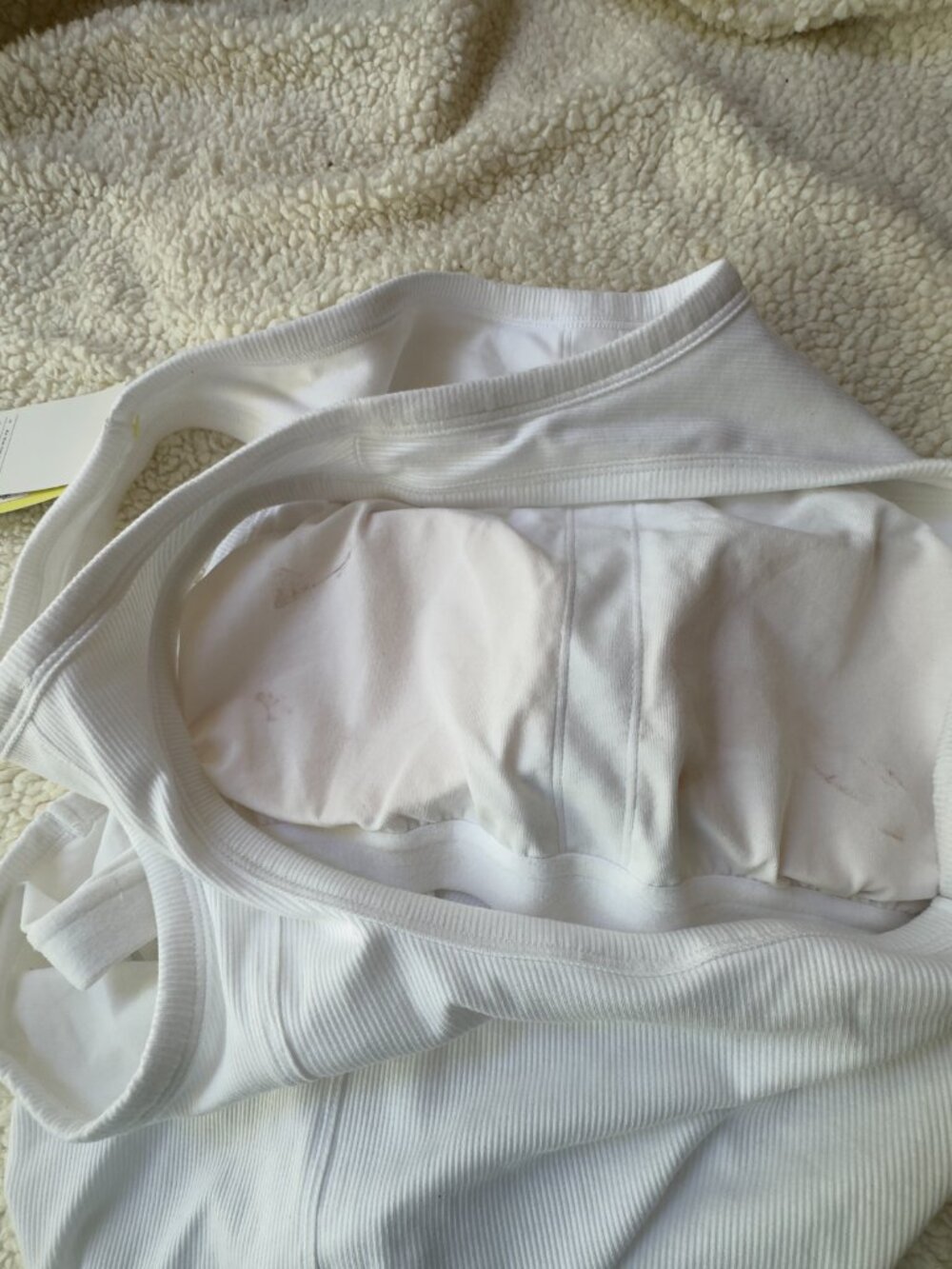 All in Motion White Ribbed Racerback Support Tank Shelf Bra NWT Size L - Picture 3 of 5